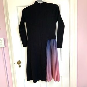 knit midi dress summer Blue Striped Knit Midi Dress